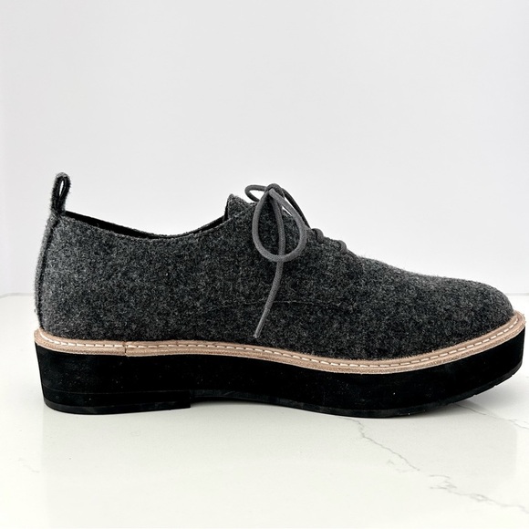 Eileen Fisher System Nims Platform Oxford Shoes Lace Up Grey Felt Size 10 NWOT - Picture 9 of 14